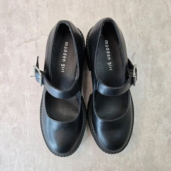 Madden Girl Black Chunky Heel Mary Janes - Picture 2 of 12